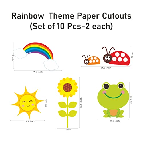 Image of Pretty UR Party Rainbow Theme Paper Cutouts for Birthday Parties, Rainbow Party Supplies decor, Birthday Party Decoration Cut-Outs - Multicolour (10 pcs)