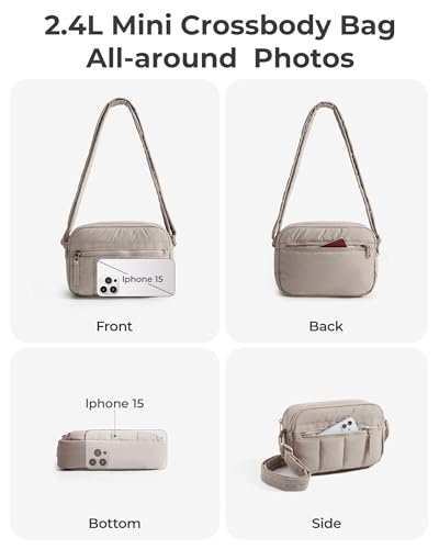BAGSMART Cross Body Purse, Mini Crossbody Bags for Women Travel Purse, Puffy Shoulder Handbag Wallet with RFID Blocking Slots, Brown-small3