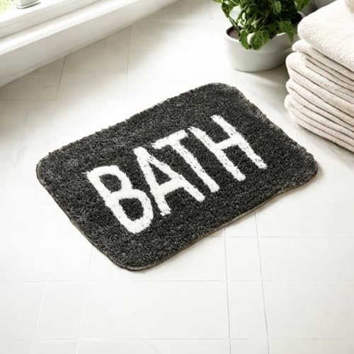 Image of Set of 2 Micro Anti Skid Bath Mat for Home Kitchen, Office, Water Absorbent Machine Washable and Quick Dry Luxury Mats for Bathroom, Kitchen, Entrance. (Grey)