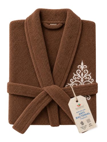 Image of RANGOLI Premium Women's Knee-Length 460 GSM Bamboo Bathrobe in Half Sleeves with 2 Pockets & Belt Closure with Ultra Soft Fabric & Skin-Friendly (Brown-XL) | Royal Bamboo