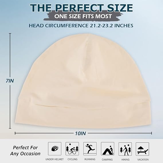 Cotton Skull Caps for Men Women,2-Pack Lightweight Beanie Sleep Hats Breathable Helmet Liner 3