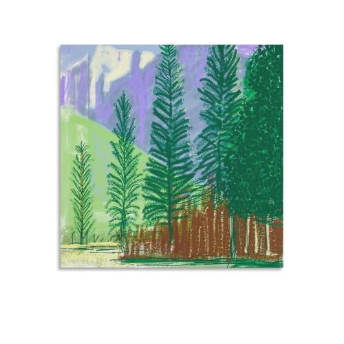 デイヴィッド・ホックニー 緑の木 自然 ポスター ホーム装飾 パネル 壁アート 現代壁掛け 絵画 版画 芸術作品 インテリア28x28inch(70x70cm)