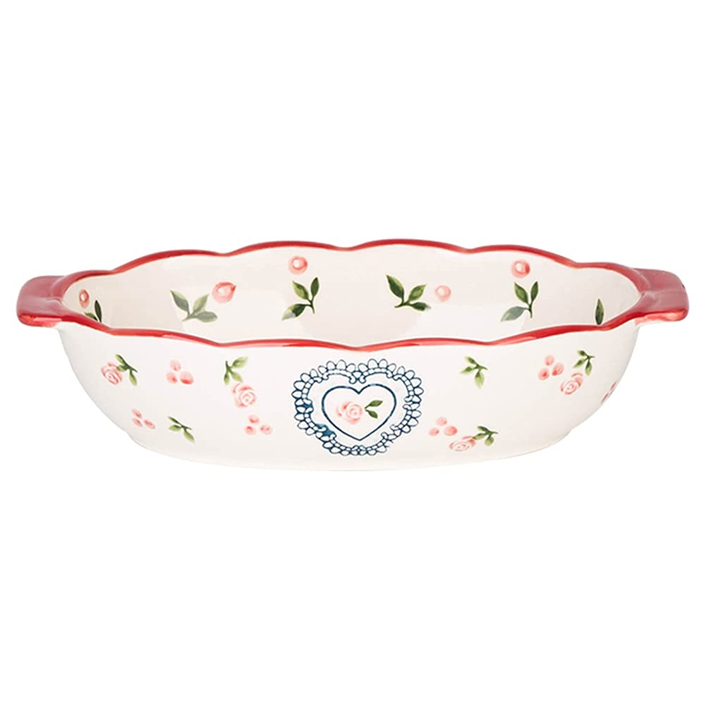 Tapete para hornear Ceramic Bakeware - 9 pulgadas para hornear - rectangular / panadero redondo, cacerola para hornear con asas dobles, sartenes lasañas para cena de pastel, cocina Bandeja para hornea