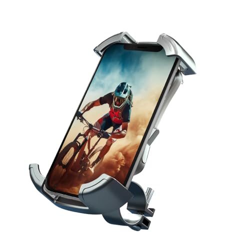 Jinpei Bike Phone Mount Holder - Motorcycle Phone Mount, Adjustable Cell Phone Holder, Bicycle Scooter Handlebar Cradle Clip for iPhone 16,15,14 and 4.7-6.8 Phone JH-01B-H