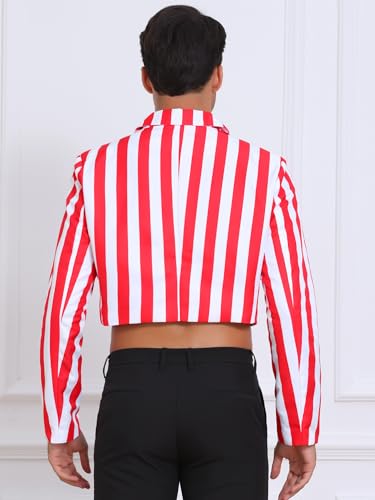 Lars Amadeus Cropped Blazer for Men's Single Breasted Notch Lapel Prom Party Striped Sport Coat3