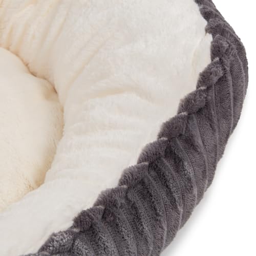 Wallace & Jones | Hundebett mittelgroße Hunde | Cameron - Hundekorb oval flauschig | Hundekorb rutschfest | anthrazit-beige | Größe M | ca. 75 x 55 x 20 cm