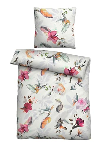 biberna Bettwäsche Tencel 0474497 FRÜHLING 1x 135x200 cm + 1x 80x80 cm, Natur