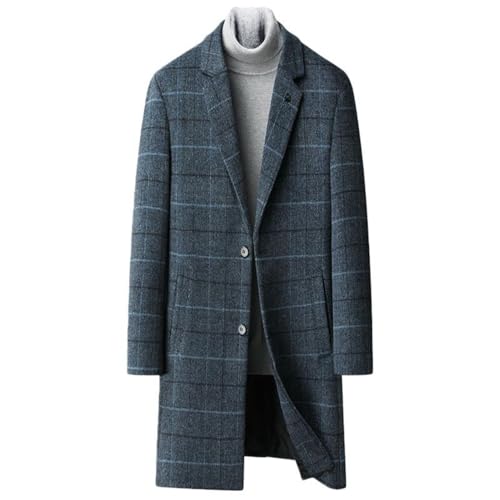 Trench mi-long en laine homme manteau coréen chaud automne hiver casual