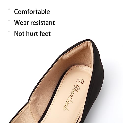 Image of Womens Pointed Toe Black Ballet Flats Comfortable Casual Dress Flats for Women Elegant Memory Foam Flats Shoes with Party Wedding
