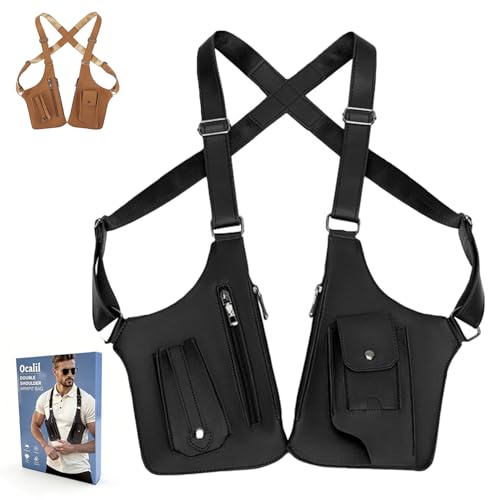 ocalil Double Shoulder Armpit Bag 2026 New Men Anti-Theft Underarm Wallet Pocket Holster Phone Leisure Double Shoulder Pouch (black)