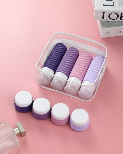 Image of Mrsdry Travel Bottles for Toiletries - 8 Pack, TSA Approved 3oz Travel Containers, Leak Proof Silicone Squeezable Cream Jars with Clear Bag
