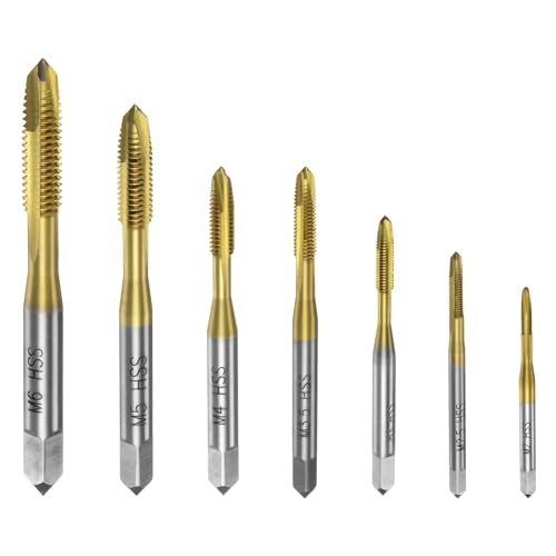 Uxcell A24013000UX0320 7Pcs Spiral Point Tap Set M2 M2.5 M3 M3.5 M4 M5 M6 Metric Thread Screw Taps cover