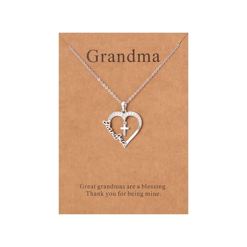 Lcherry Faith Necklace - Heart Cross Necklace for Women, Baptism Religious Gifts for Women Christian Jewelry