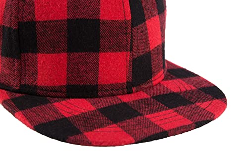 Quanhaigou Classic Snapback Hat Hip Hop Flat Bill Visor Cap - Unisex Adult Adjustable Baseball Hats Plaid Red Black #TOP6