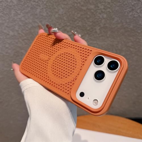 Coque de chargement magnétique iPhone 15 Pro Max marron avec dissipation thermique