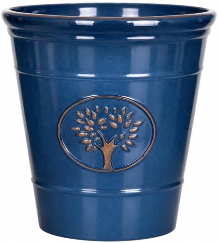 Heritage Tree Garden Pot Decorative Tree of Life Indoor/Outdoor Planter Large Lightweight Frost Proof & UV Resistant Plant Pot for Patio Garden. (Blue 13 Litre)