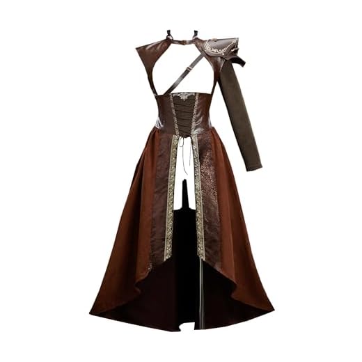 miccostumes Women's Costume Witcher Cosplay Brown Corset Dress with Shoulder Armor (brown, S)
