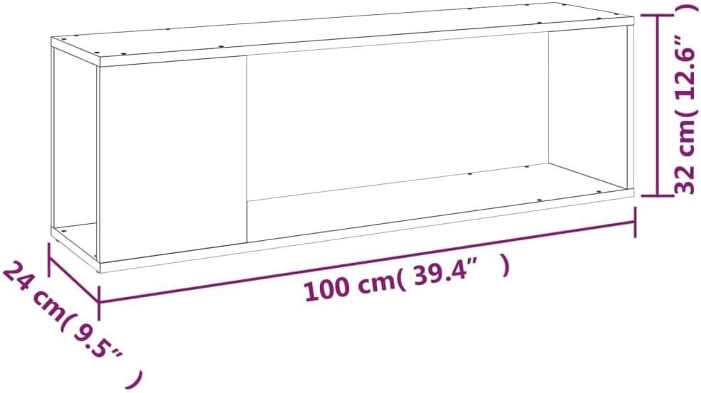 vidaXL TV Cabinet Smoked Oak 39.4x9.4x12.6 Engineered Wood