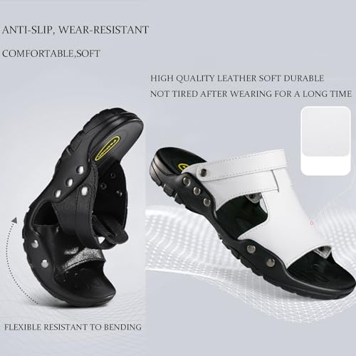 Men's Soft Leather Open Toe Sandals Slippers Comfortable Slingback Two-Wear Slip-On Slippers Summer Outdoor Non-Slip Beach Sandals3