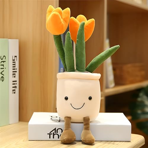 Image of Tickles Tulip Flower Pot Soft Stuffed Plush Pillow Toy for Kids Boys & Girls Birthday Gifts (Size: 30 cm Color: May Vary)