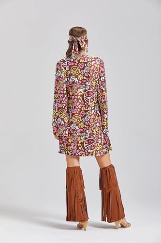 cuteDIY Kostüme Übergröße Faschingskostüme Damen 70er Jahre Karneval Kostüm Hippie
