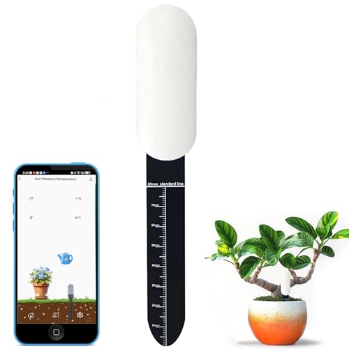 RISOON Sensor Inteligente de Humedad del Suelo Zigbee, Necesita concentrador Zigbee, medición precisa, sonda capacitiva, medidor de Humedad/Temperatura para Plantar jardín, Compatible con Homey