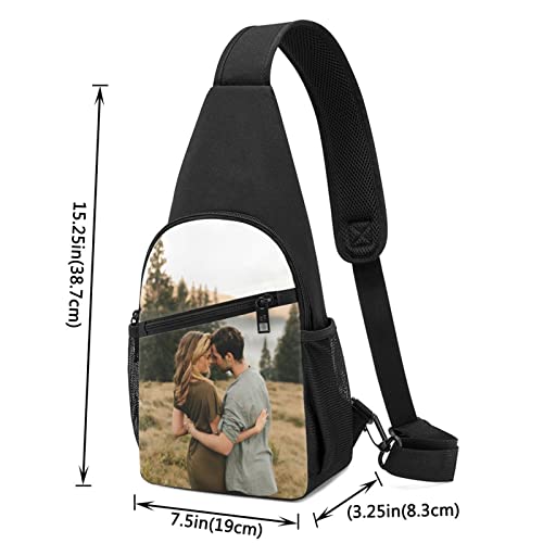 Custom Sling Backpack, Personalized Zipper Chest Bag with Your Photo Logo Text for Travel Hiking Cycling, Customized Casual Cross Body Bags Gifts for Men Women3