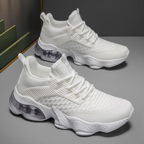 Mevlzz Mens Air Cushion Running Shoes Breathable Tennis Fashion Sneakers Non Slip Workout Casual Sport Gym Trail Comfortable Walking Shoes White by Mevlzz - Used condition - Image 7