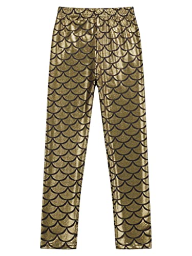 Girls Kids Shiny Metallic Yoga Active Leggings Thick Warm Athletic Tights Fleece Pants for Workout Fitness Sports4