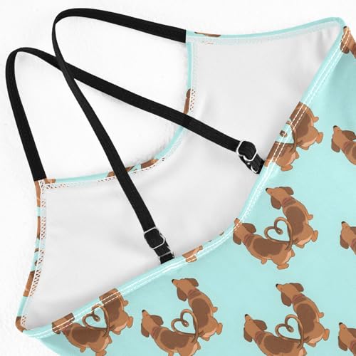 senya Girls Swimsuits One-Piece Swimwear Tie Bathing Suit Beach Summer Round Neck 9-10T Dachshund Back View Pattern4