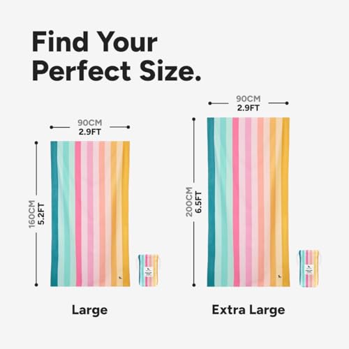 Dock & Bay Beach Towel - Quick Dry, Sand Free - Compact, Lightweight - 100% Recycled - Includes Bag - Summer - Coastal Candy - Extra Large (200x90cm, 78x35)