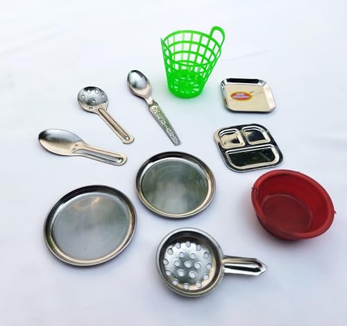 Image of 38 Pcs Miniature Kitchen Set for Kids Girls Boys,Kitchen Play Set,Stainless Steel Set,Toys for Girls,Prentend Play Toys Comes in a Zipper Pouch.
