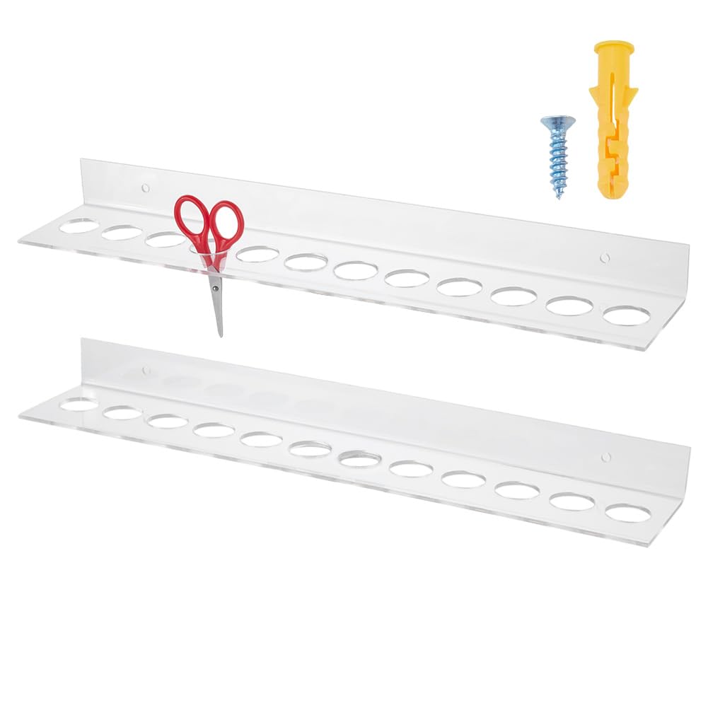 Support de ciseaux muraux en acrylique transparent à 12 emplacements pour salon de coiffure x2