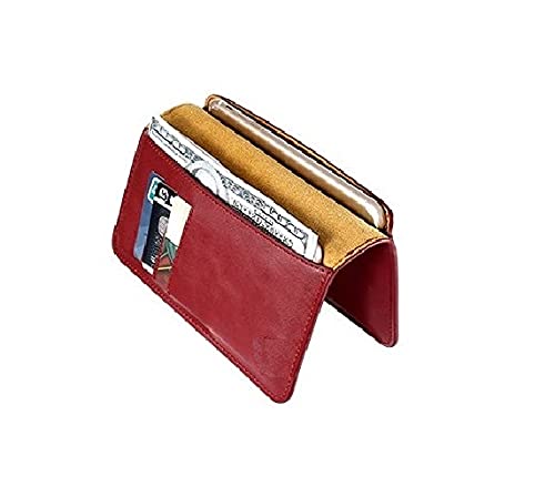 WHITBULL Leather Wallet Case Handmade Magnetic Mobile Pouch with