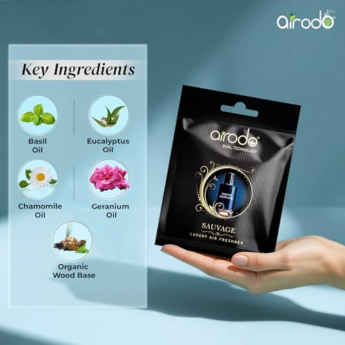 Image of Airodo Sauvage Luxury Gel Air Freshener with Dual Technology For Living Room, Office, Car, Bathroom | Lasts up to 30 days | Easy to Use, Non-Spill & Long-Lasting | 10g (Pack of 4)