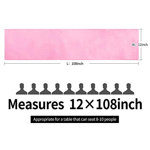 10-Pack Satin Table Runner Pink 12 x 108 inches Long, Table Runners for Wedding, Birthday Parties, Banquets Decorations（10 Pack, 12x108 Inch, Pink） by Hahuho - Used condition - Image 4