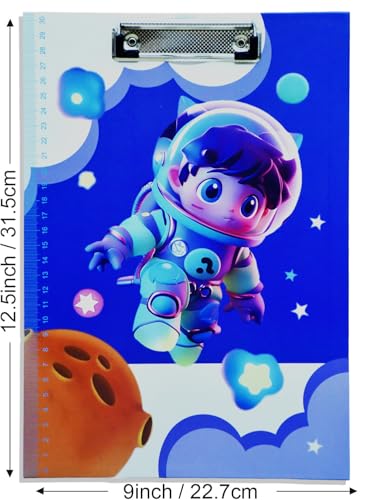 Image of AccuPrints 12 x 9 inch Cardboard Standard A4 Letter Size for Students Exam Board Boys | Low Profile Clip Board | Decorative Cute Clipboard Space Pattern (Random Color) (A2P6)