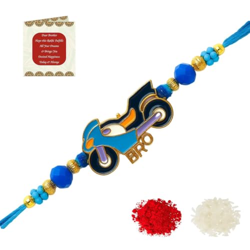 Image of Riddhika Ventures Premium Multicolour Meenakari Stylish Kids Rakhi Gifts for Brother, Sister with Roli Chawal and Greeting Card