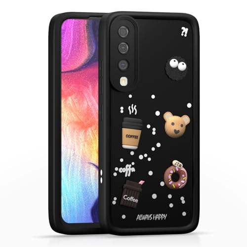 Image of Pikkme Back Cover for Samsung Galaxy A50 / A50s / A30s | Cute Fun Cartoon 3D Bear Silicone Full Body Protection Bumper Cover (Black) | Cute