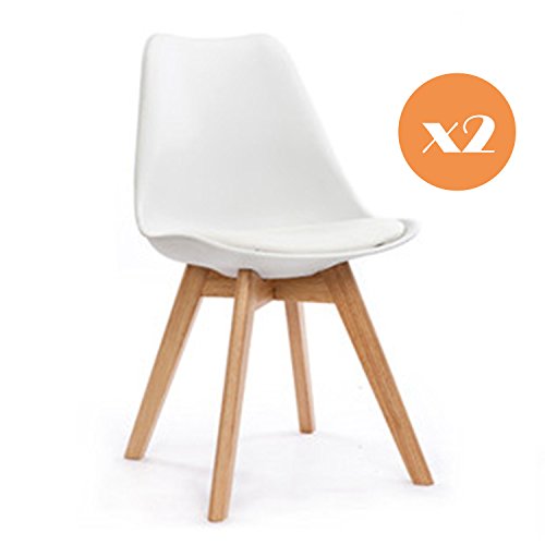 Mmilo®  Lot de 2 chaises de style Tulip pour salle à manger/bureau avec pieds solides et coussin rembourré