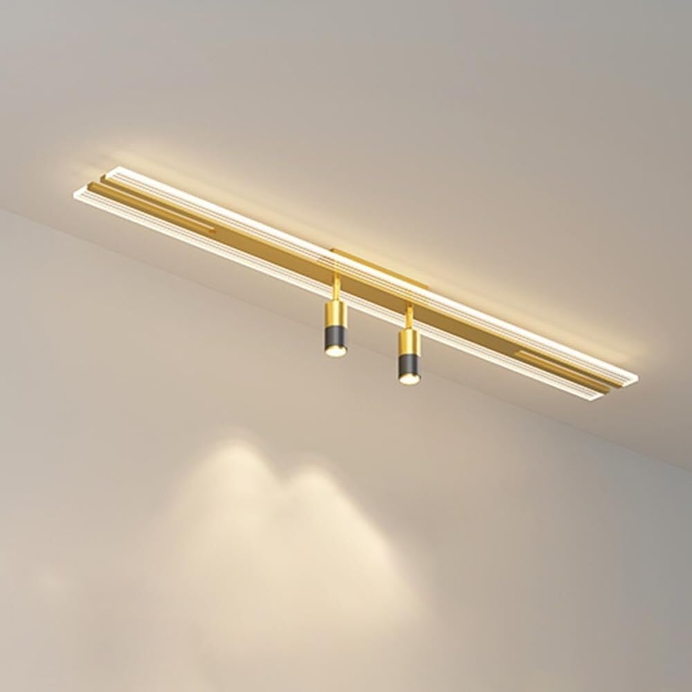 KXEcoLife LED Linear Ceiling Light with Spotlight Minimalist Aluminum Chandelier Lighting Fixture, Modern Close-to-Ceiling Lamp Long Strip Chandeliers for Living Room Corridor Bedroom (Color