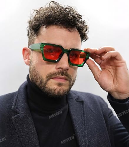 Image of AIEYEZO Square Sunglasses for Women Men Square Thick Frame Sun Glasses Simple Designer Style Shades