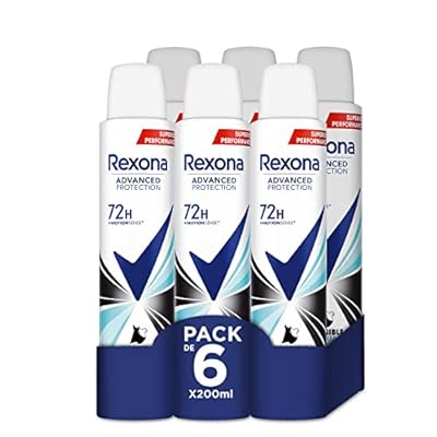 Rexona Desodorante Aerosol Advance Protection Invisible Aqua 72 h para mujer 200 ml - Pack de 6