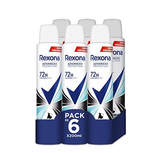 Rexona - Desodorante Aerosol Advance Protection Invisible Aqua 72 h para mujer 200 ml - Pack de 6