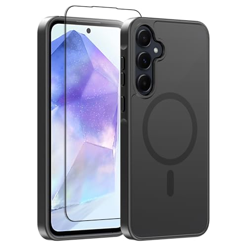 Lyhsgao for Samsung A35 5G Case: with Magnetic Full Camera Protection Military Grade Shockproof Cover Slim Thin Translucent Matte for Samsung Galaxy A35 5G Phone Case Black