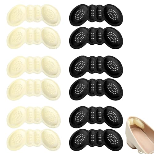 Arvoni 6 Paires Coussinet Talon Chaussure, Protege Talon Chaussure Éponge Premium, Semelle Chaussure Trop Grande Antidérapant avec Support Adhésif, Protection Talon pour Hommes Femmes (Noir, Beige)