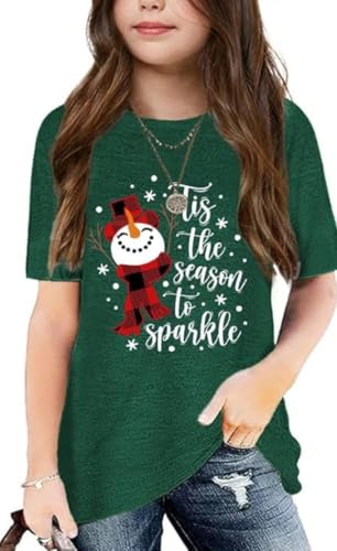 Image of Graphic Tees for Girls Kids Summer Tops Crewneck Short Sleeve T Shirt 5-14 Years