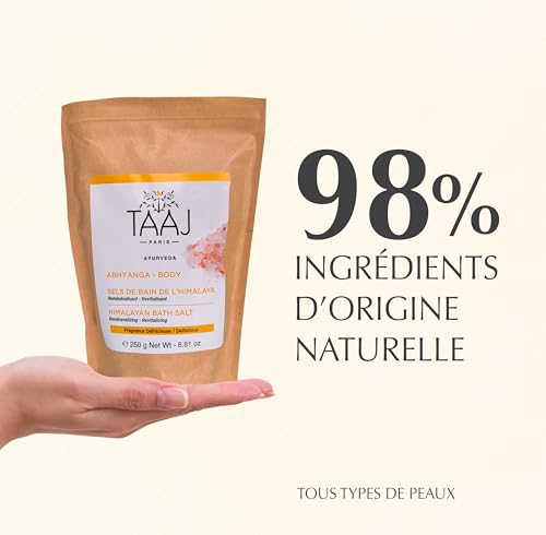 TAAJ | Sales de Baño del Himalaya | Desintoxica el cuerpo | Piel hidratada y satinada | Momento único de relajación en tu baño | Fabricado en Francia | Cruelty Free | Pack de 2 × 250 g - imagen 4