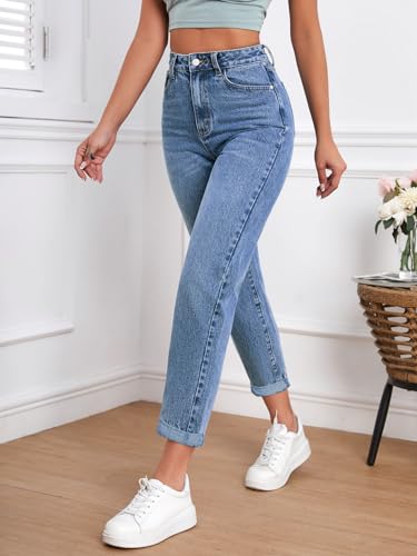 Image of Aahwan Women's & Girl's Solid High Waist Mom Fit High Rise Jeans