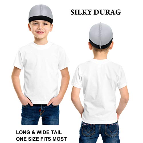 4 Pieces Wave Caps Stocking Caps for Kids Wave Hair Caps Satin Sleep Cap Elastic Baby Bonnet for Boys Baby Toddler3